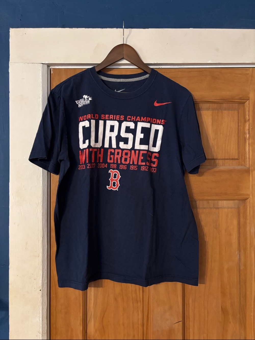 Nike Navy Boston Red Sox 'Cursed With Greatness' Graphic Tee